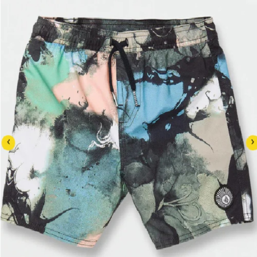 Volcom Boy's Navy Abstract Elastic Waist  Pull-On Board Short Size XS